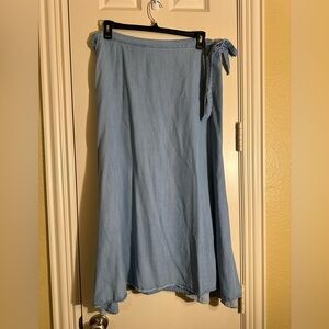 A-Line Soft Denim Wrap Skirt